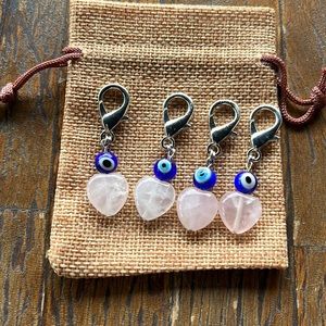 Crystal Pet Charms Healing Crystals for Pets Rose Quartz Charm Evil Eye Charms